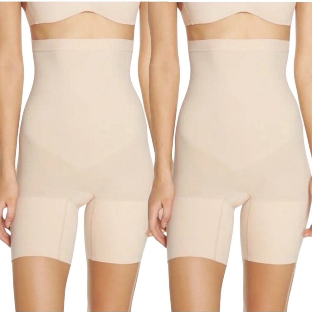 🌻NEW NWOT SPANX SET OF TWO (2) Nude Higher Power Shorts Both Size Small